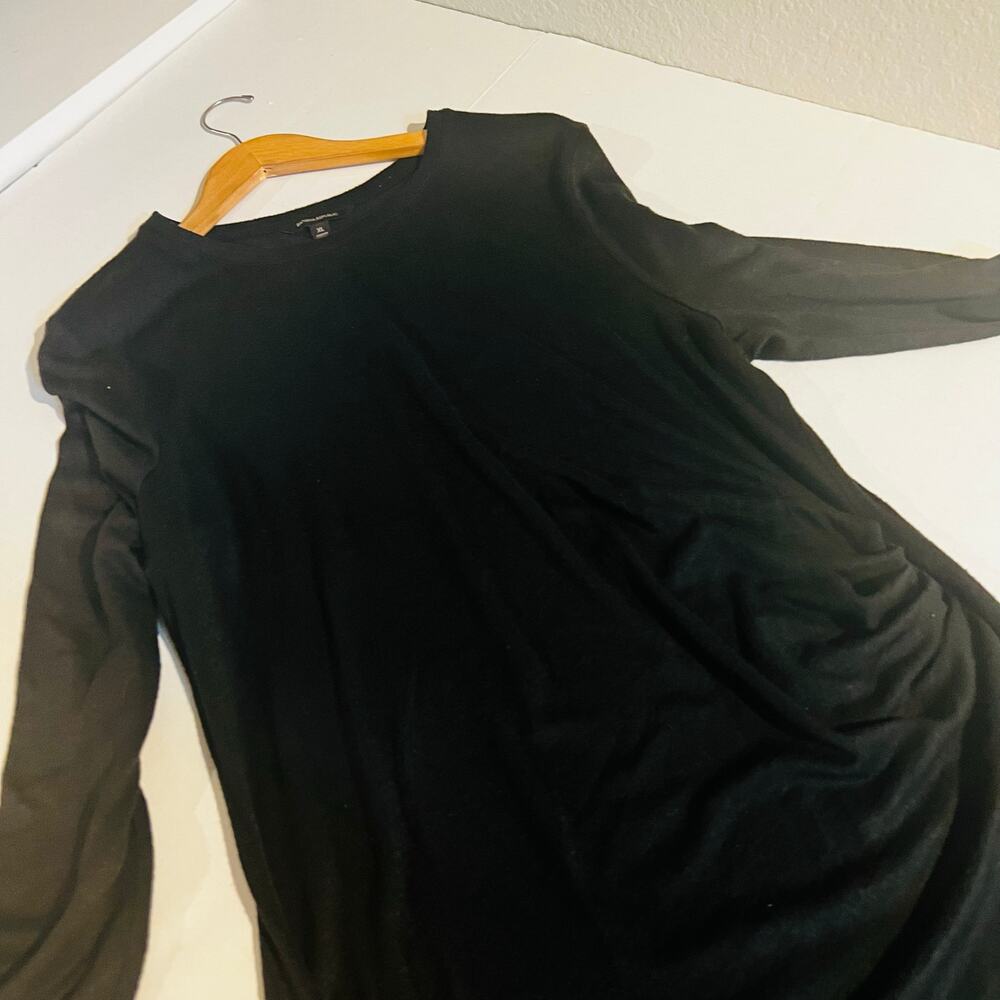 Banana Republic Long Sleeve Side Ruched Midi Dress Size XL Black - Picture 6 of 9